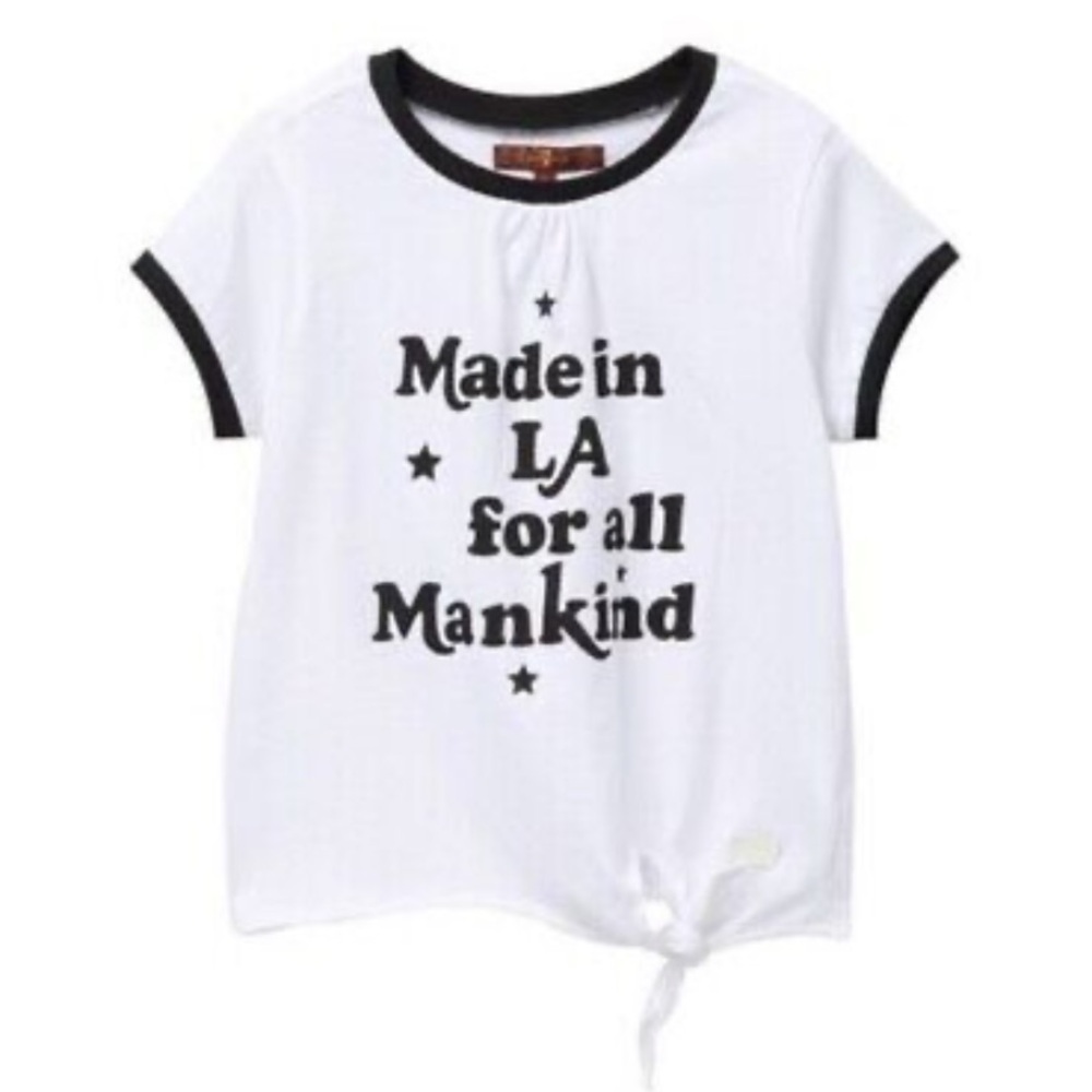NWT 7 For All Mankind White Graphic Ringer Tee